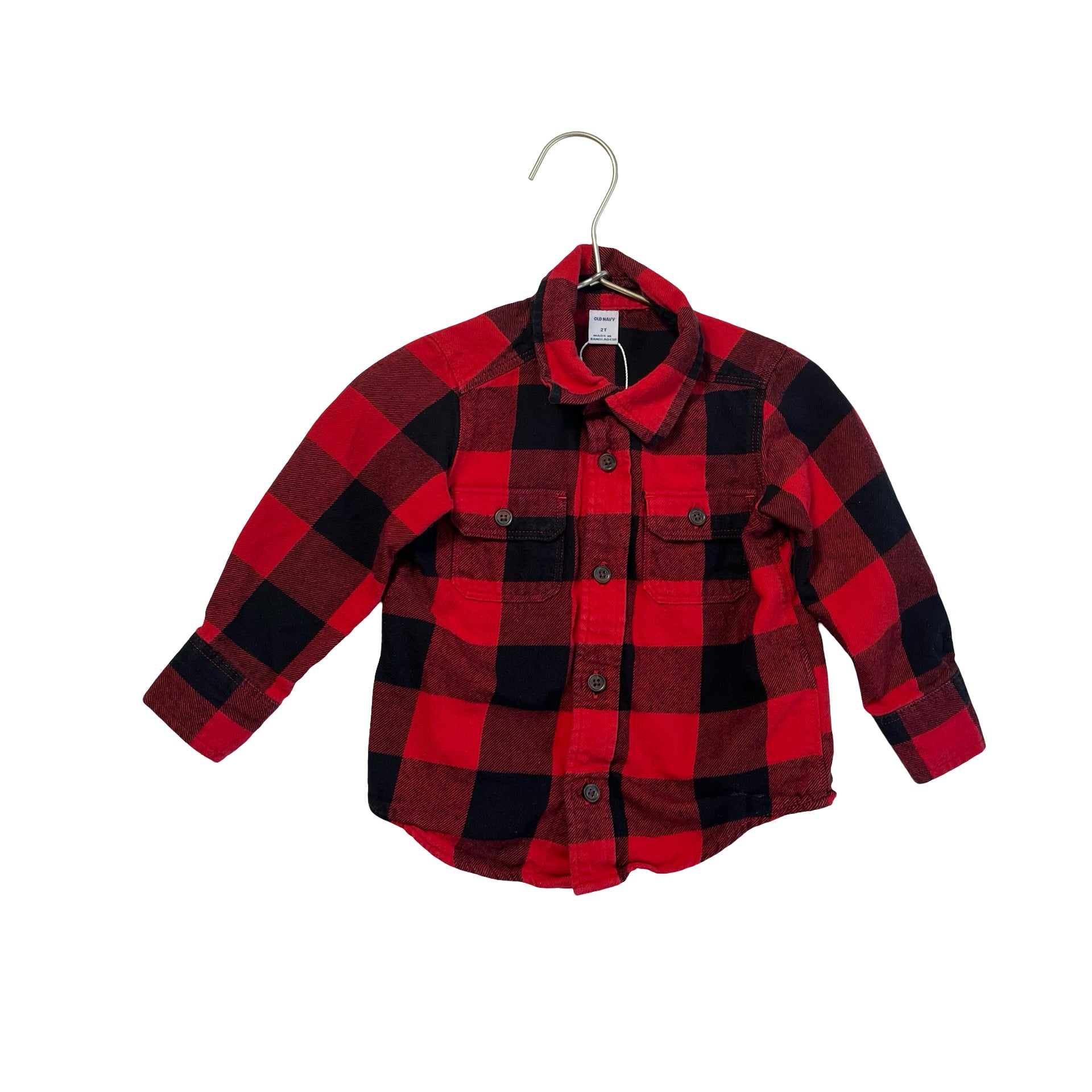 Old Navy Red & Black Buffalo Plaid Flannel - Size 2T