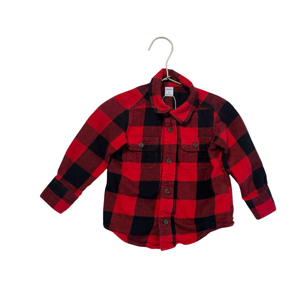 Old Navy Red & Black Buffalo Plaid Flannel - Size 2T