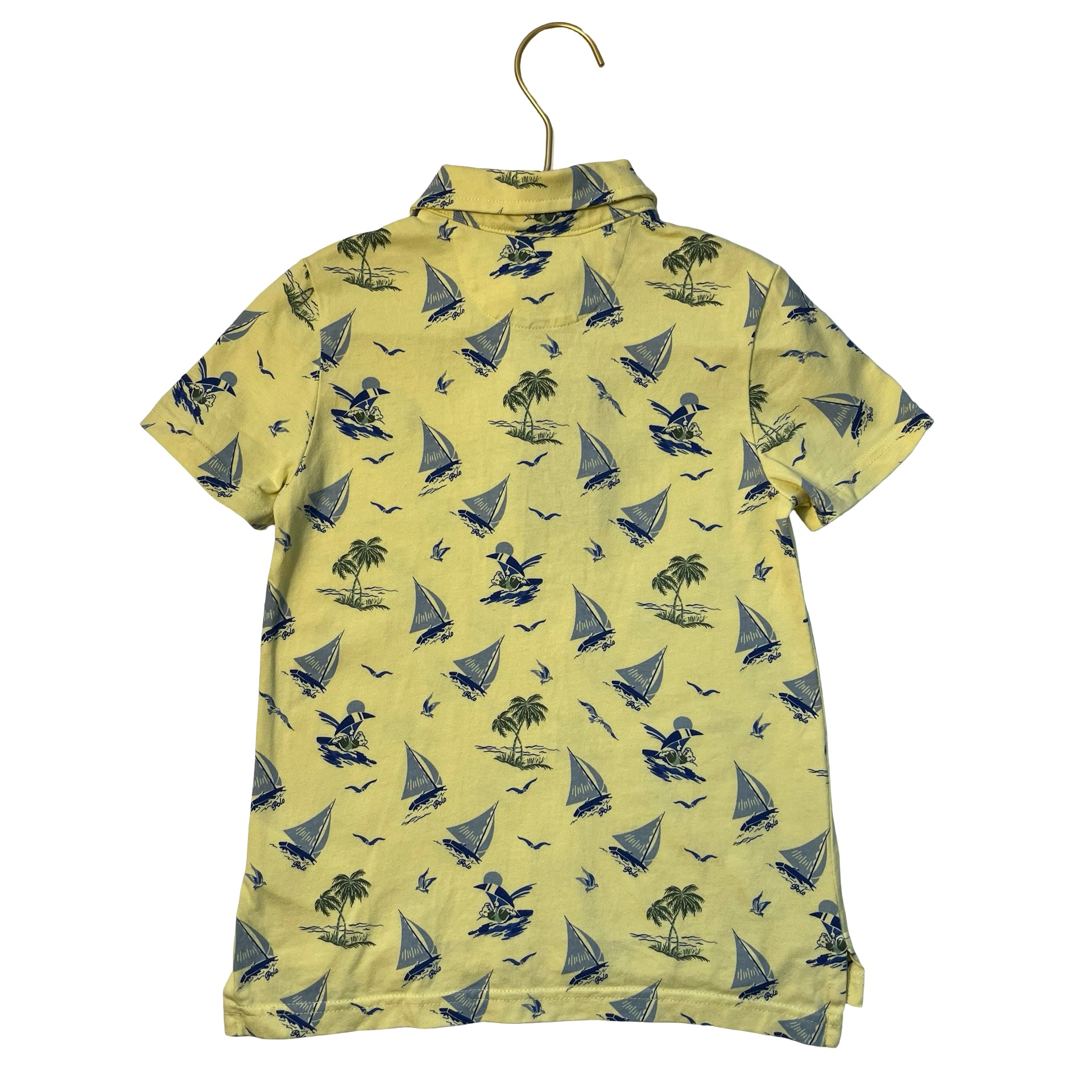 Polo Ralph Lauren Yellow Polo Bear Sailboat Print Polo Shirt - Size 5