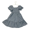 Zara Navy & White Check Smocked Dress - Size 6