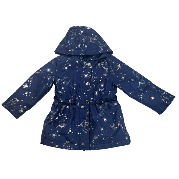 London Fog Navy & Silver Star Hooded Lined Jacket - Size 3