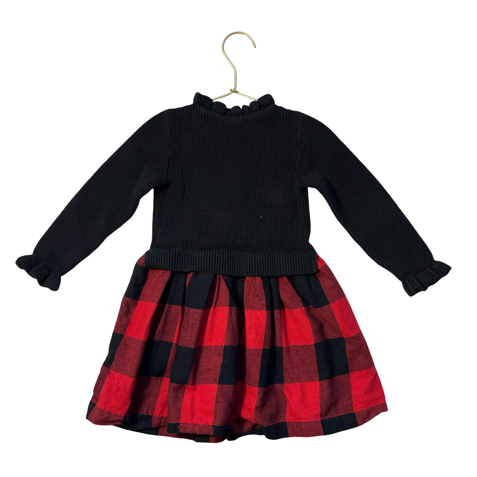 Baby Gap Black Knit & Red Plaid Flannel Dress - Size 3