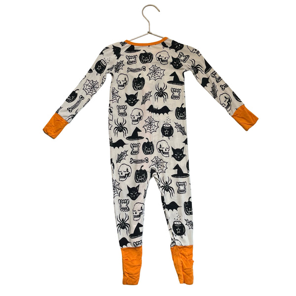 Little Sleepies Ivory, Black, Orange Halloween One-Piece PJs - Size 12-18 Mo