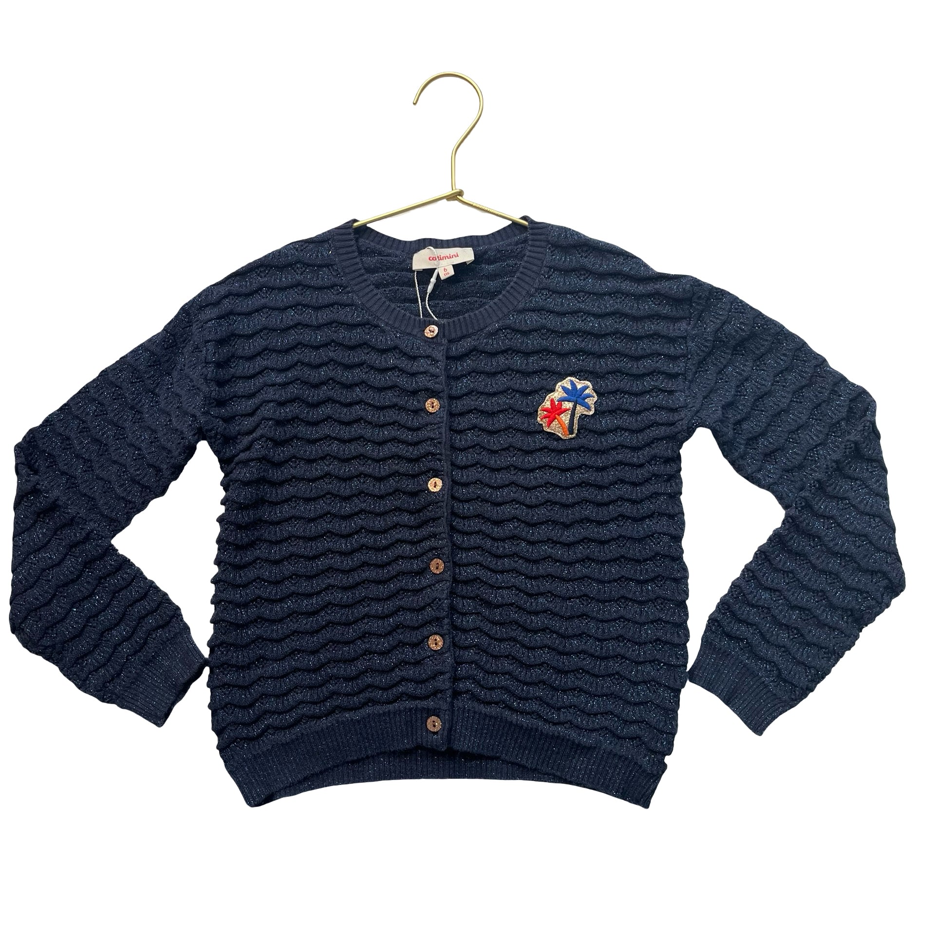 Catimini Navy Sparkle Cardigan Sweater - Size 6