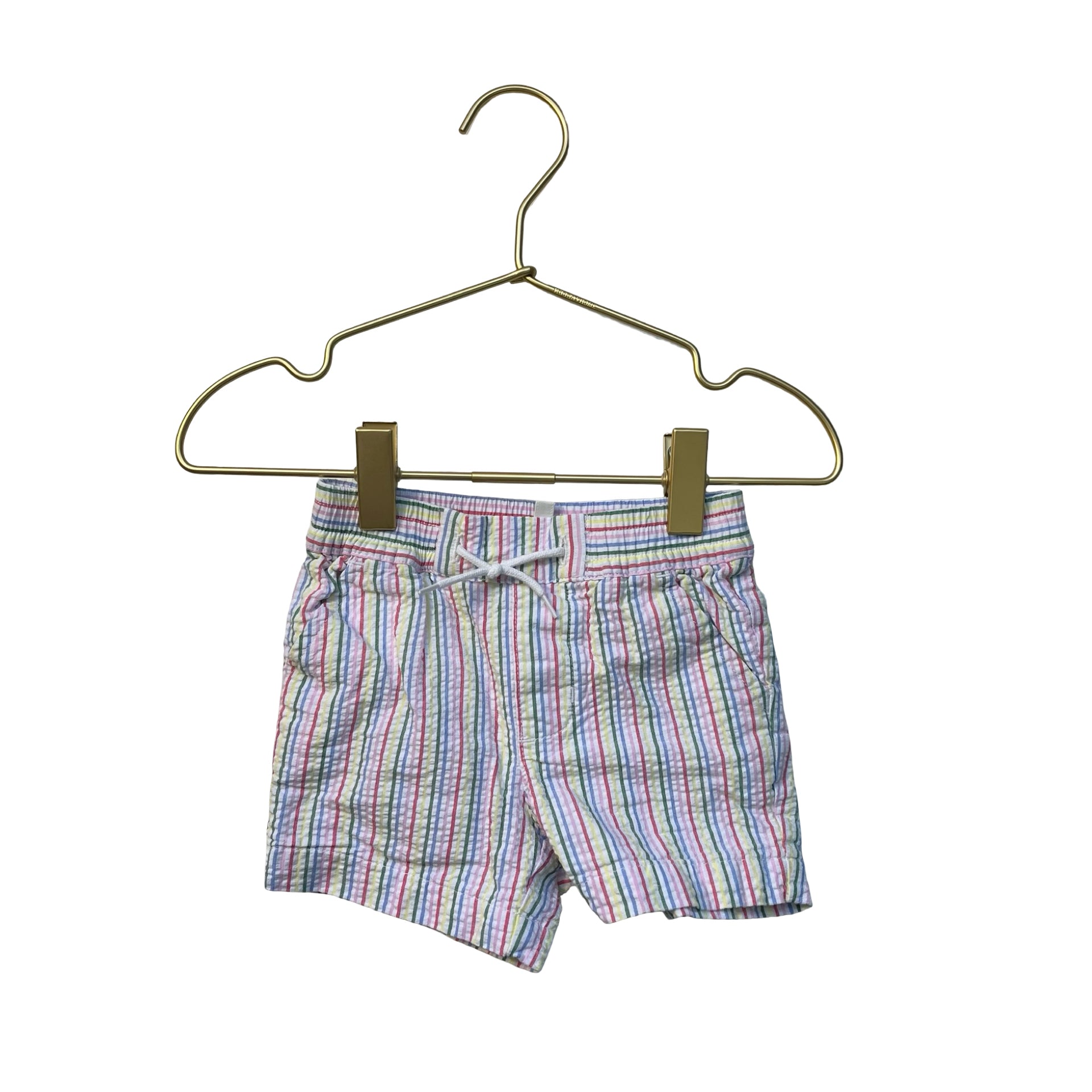 Janie and Jack Pastel Rainbow Striped Seersucker Shorts - Size 3-6 Mo