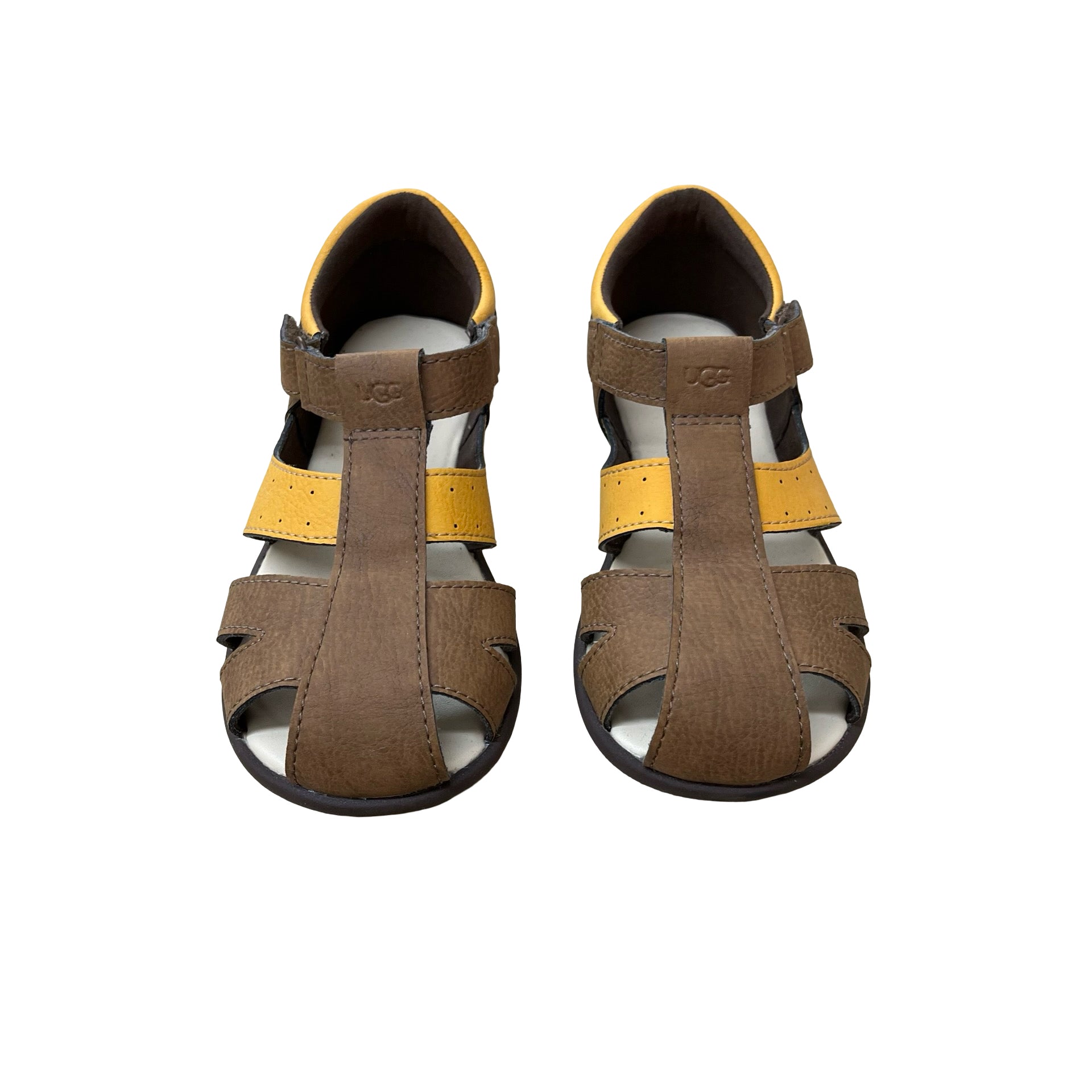 UGG Brown & Orange Leather Closed-Toe Sandals - Size 11