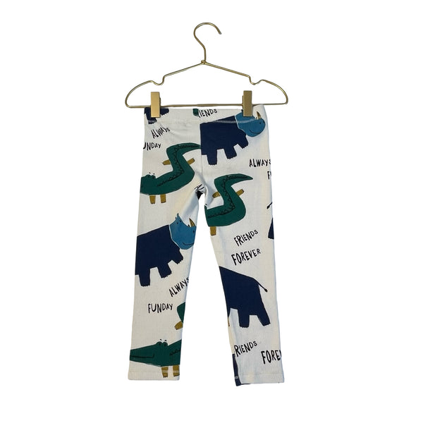 Zara Ivory, Green, Blue Rhino & Gator Ribbed Leggings - Size 2-3
