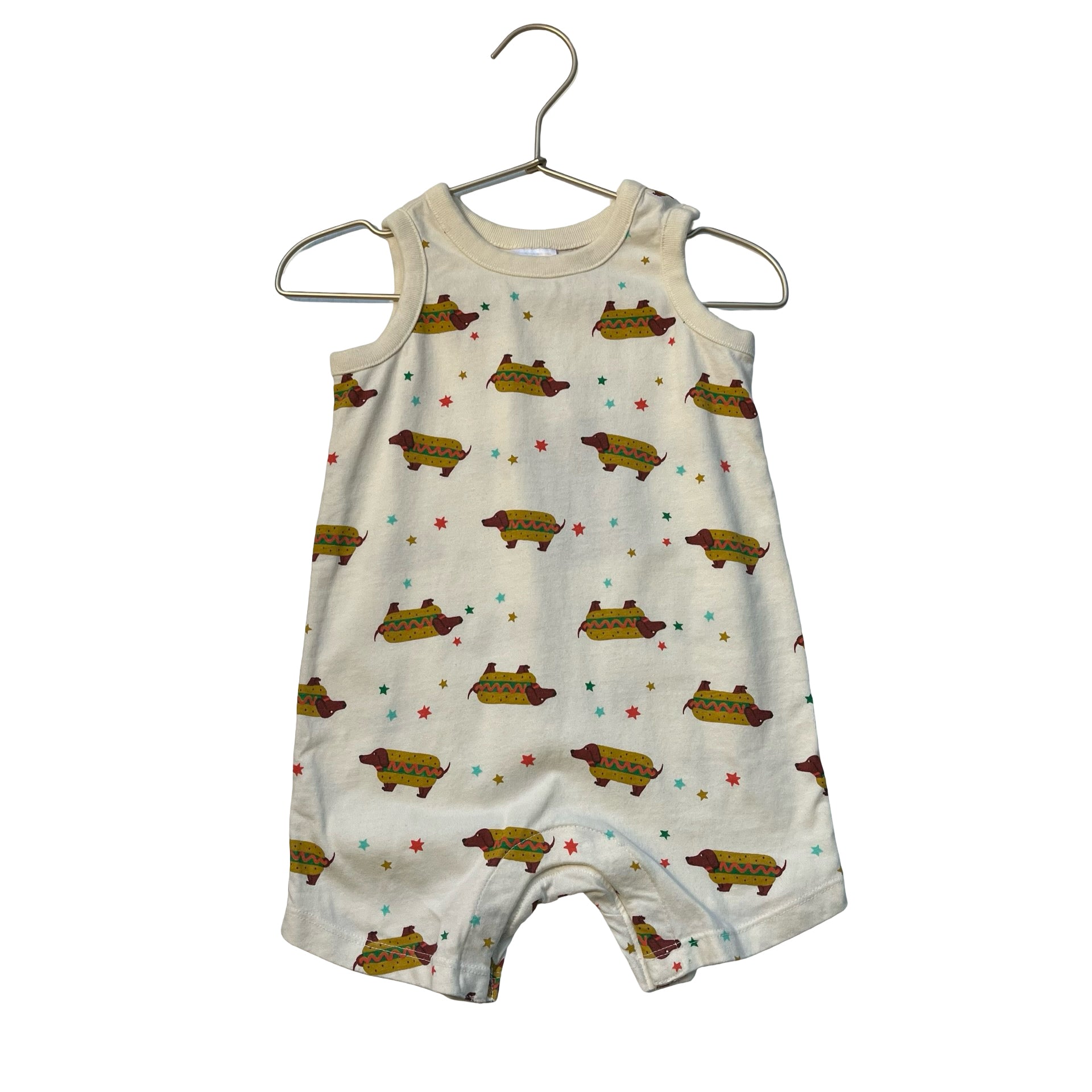 Hanna Andersson Ivory Dachshund Hot Dot Print Shortall Romper - Size 18-24 Mo