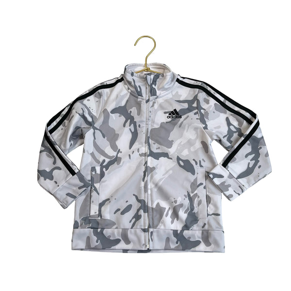 Adidas Gray & White Camouflage Athletic Track Jacket - Size 3T
