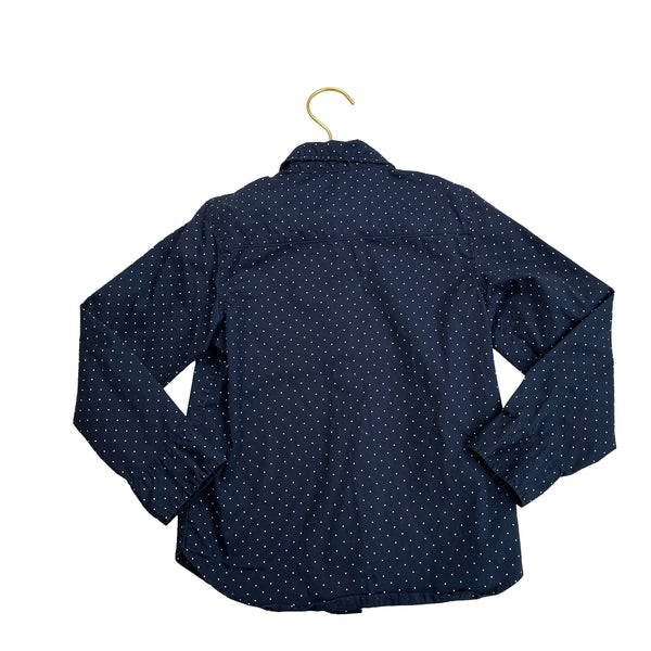 H&M Navy Pindot Button Down Shirt - Size 6