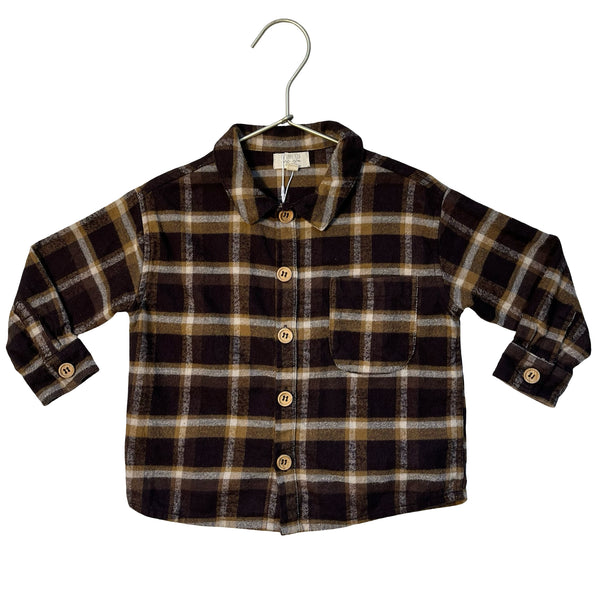 The Simple Folk Brown Plaid Flannel Button Down Shirt - Size 2-3