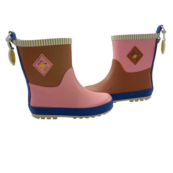 Sticky Lemon Pink, Tan, Blue Rain Boots - Size 27 (10)