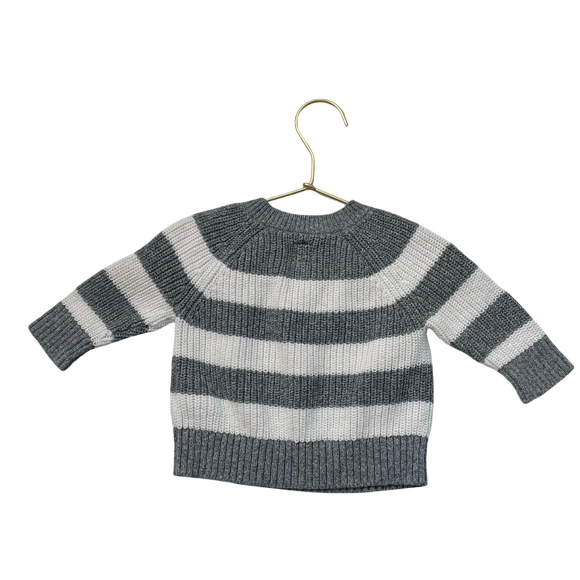 Baby Gap Gray & Ivory Striped Cotton Sweater - Size 3-6 Mo