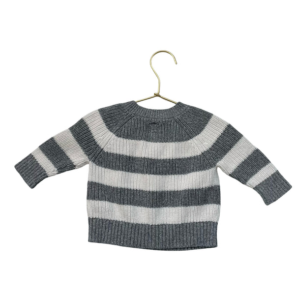 Baby Gap Gray & Ivory Striped Cotton Sweater - Size 3-6 Mo