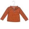 Misha & Puff Orange Pattern Tie-Collar Top - Size 4Y