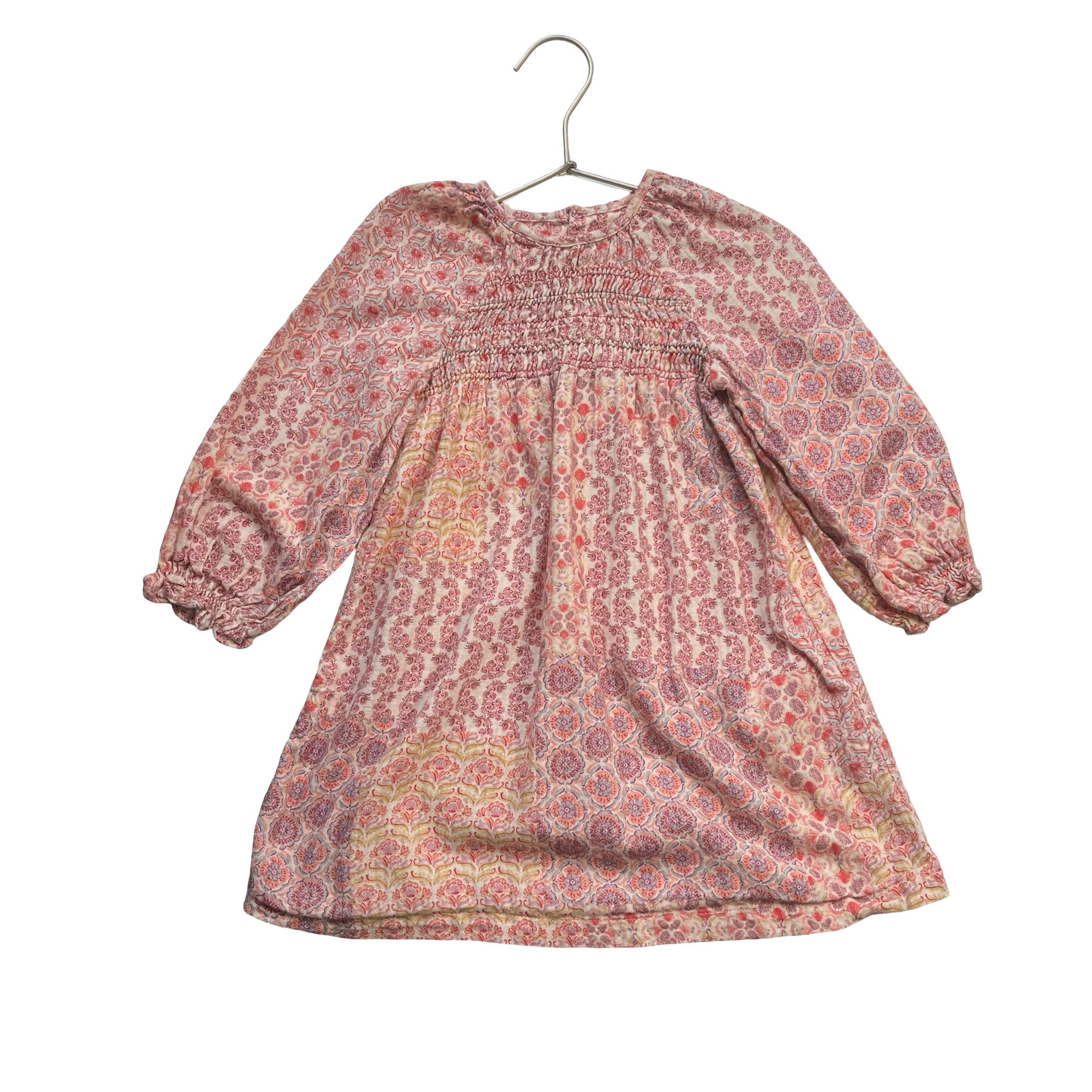 Zara Pink Patchwork Floral Smocked Dress - Size 2-3