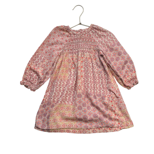 Zara Pink Patchwork Floral Smocked Dress - Size 2-3