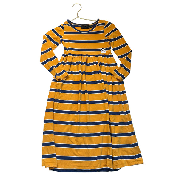 Mini Rodini Mustard Yellow & Navy Striped Dress - Size 8-9Y