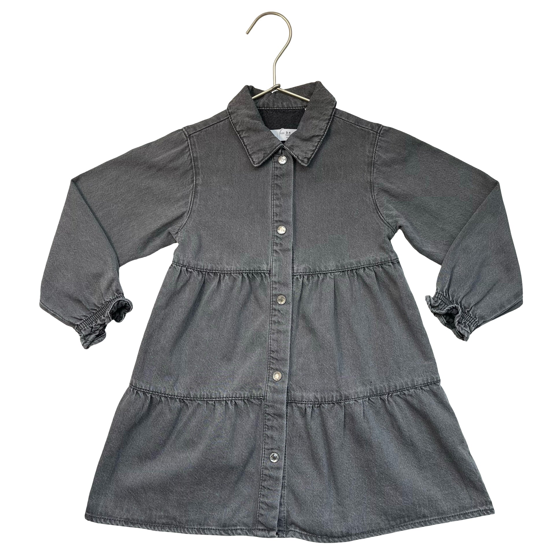 Zara Gray Denim Shirt Dress - Size 3-4