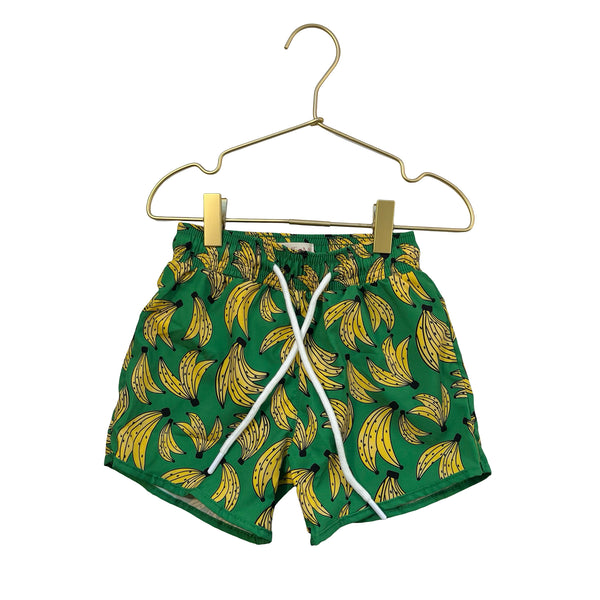 Ma Me Mi Green & Yellow Banana Print Swim Shorts - Size 5-6
