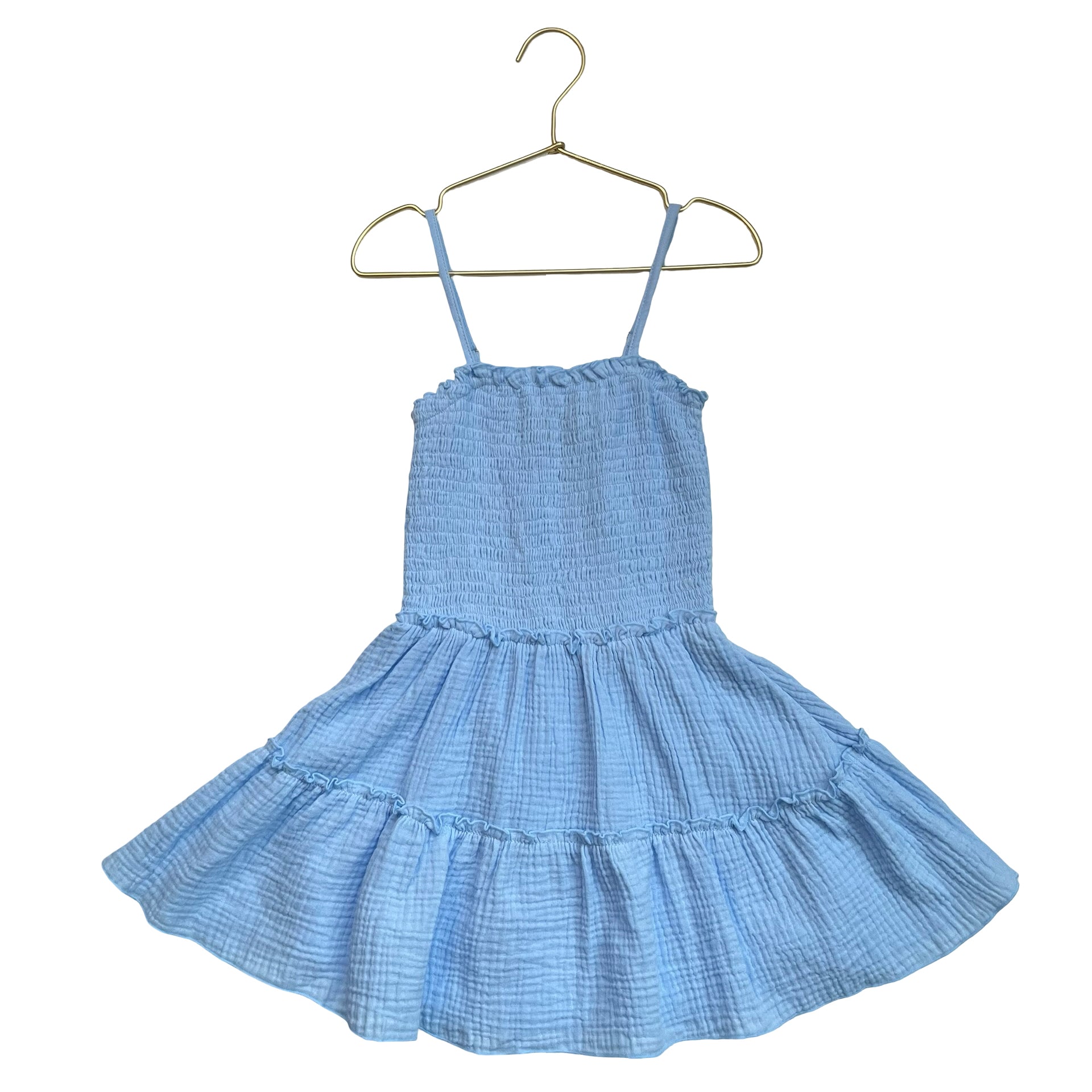 FBZ Flowers by Zoe Light Blue Smocked Cotton Gauze Dress - Size 5