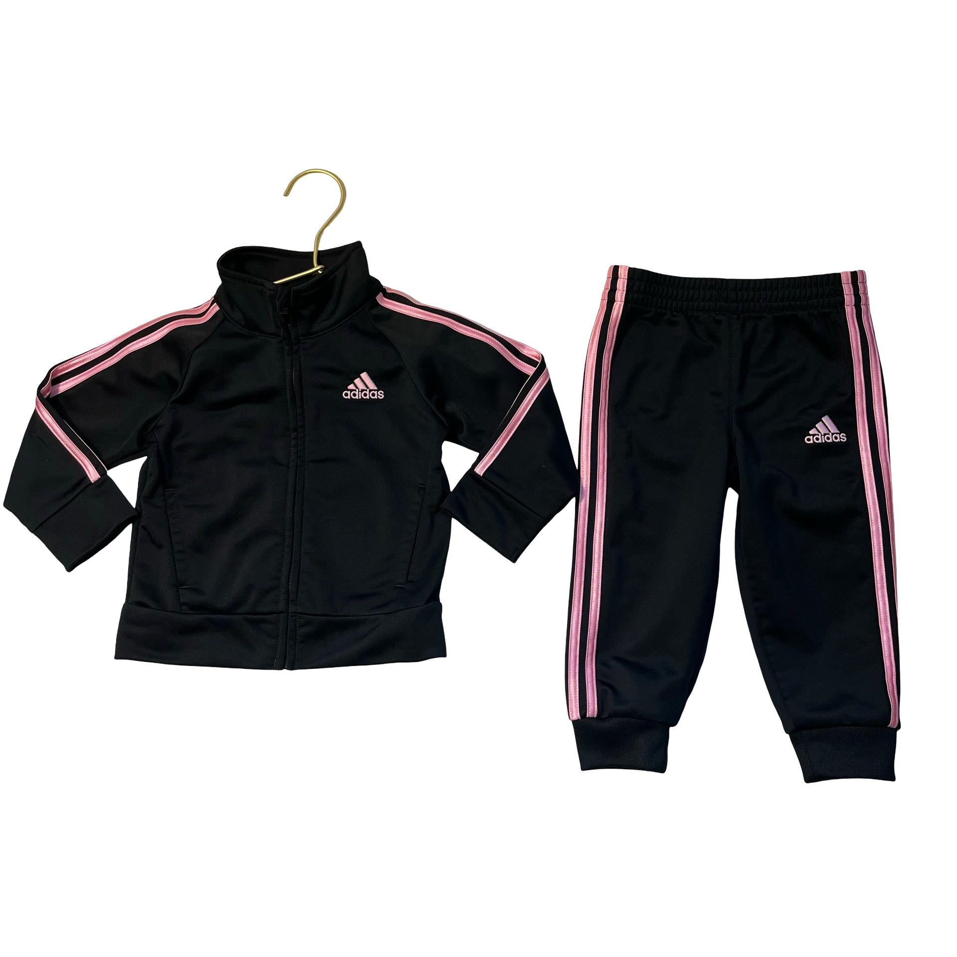 Adidas Black & Pink Track Suit Set - Size 12 Mo