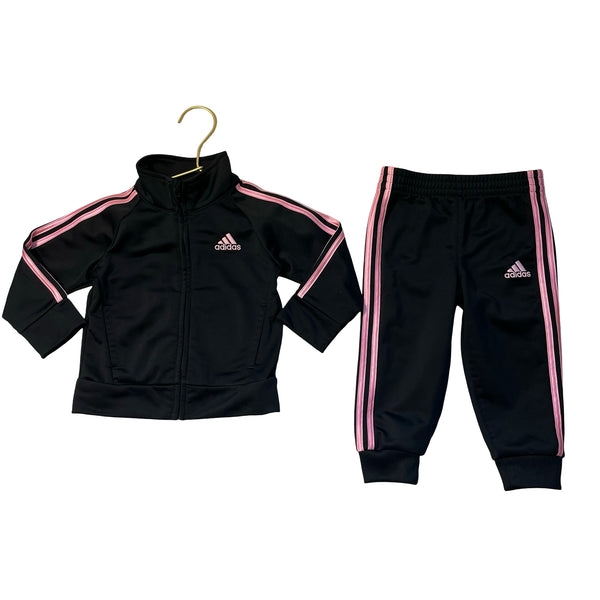Adidas Black & Pink Track Suit Set - Size 12 Mo