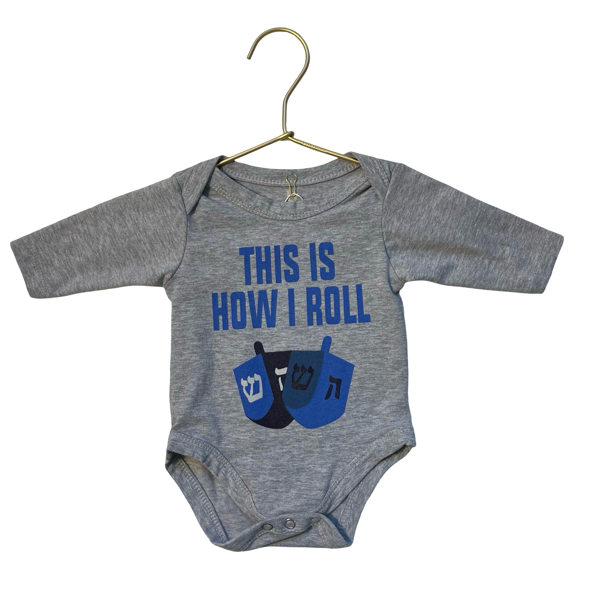 Unique Baby Gray 'This Is How I Roll' Hanukkah Onesie - Size Newborn