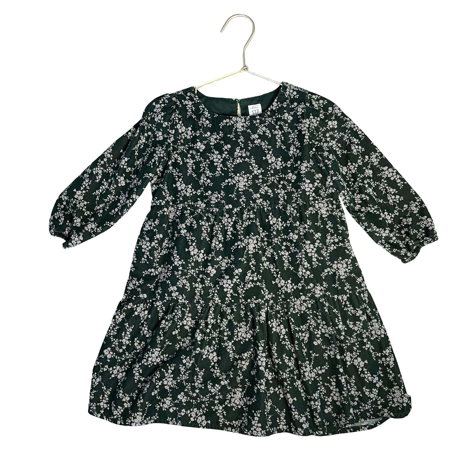 Baby Gap Dark Green Floral Corduroy Dress - Size 4