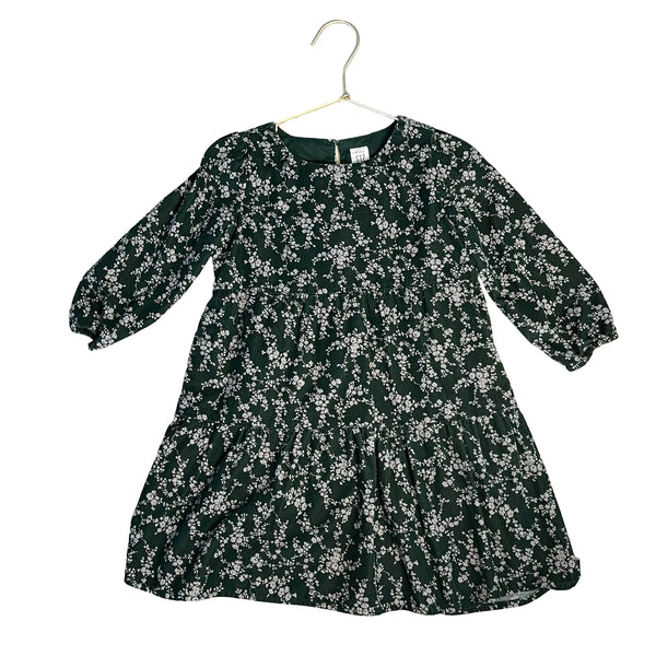 Baby Gap Dark Green Floral Corduroy Dress - Size 4