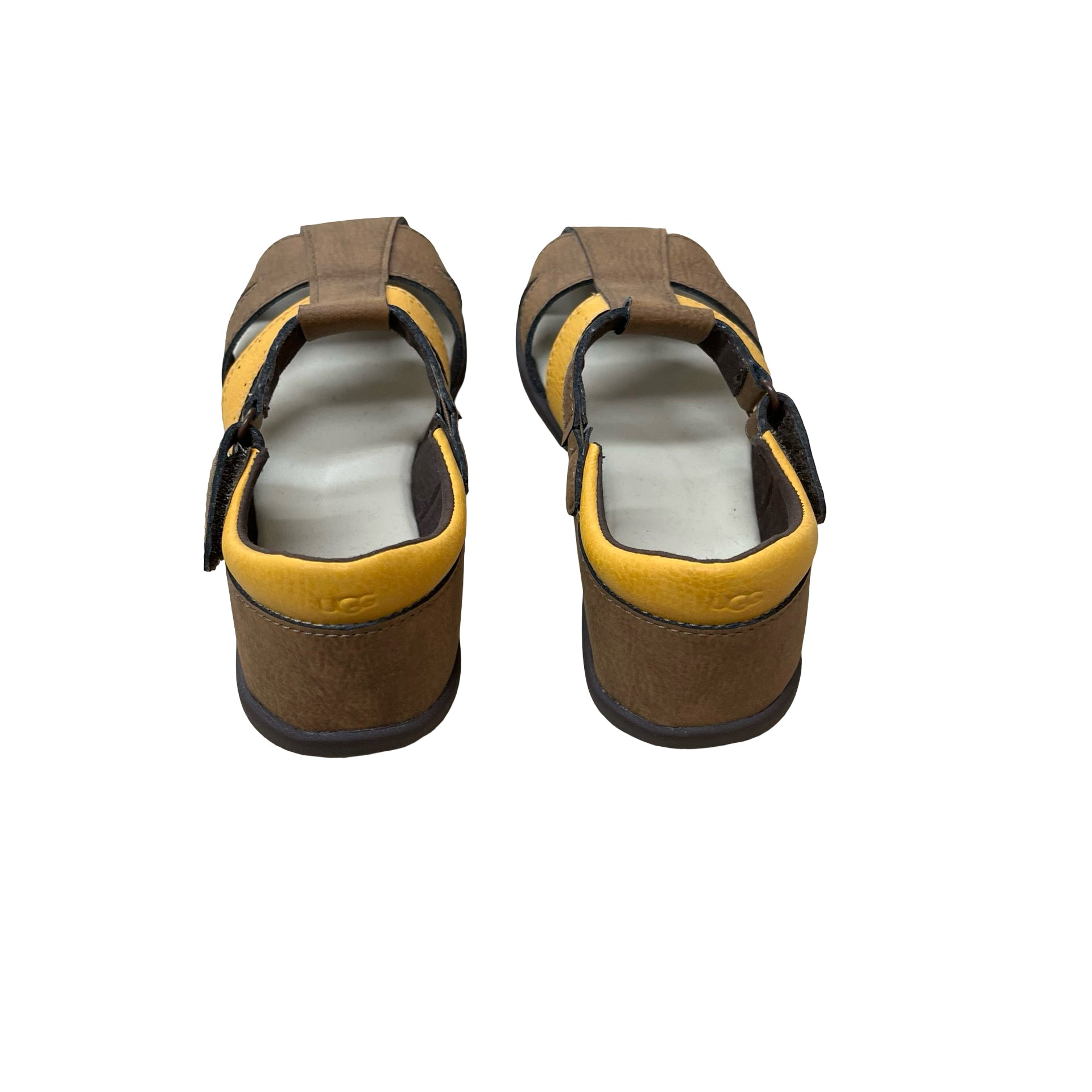 UGG Brown & Orange Leather Closed-Toe Sandals - Size 11