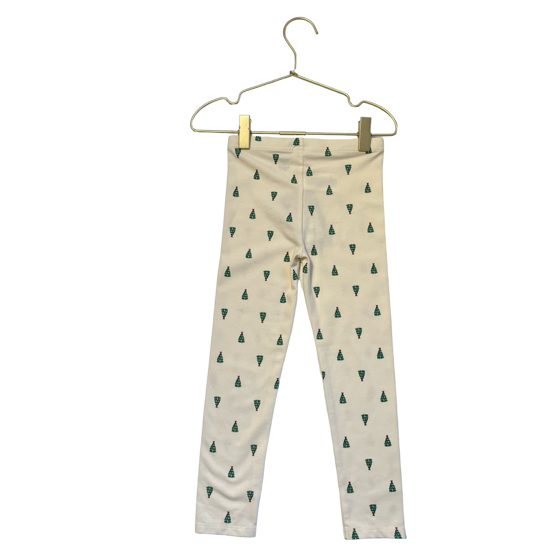 Holiday Time Ivory & Green Christmas Tree Print Leggings - Size 4T