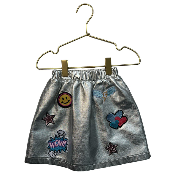 Lola & The Boys Silver Faux Leather Patch Skort Skirt - Size 4