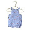 Janie and Jack Blue Oxford Cloth Embroidered Flag Shortall Romper - Size 6-12 Mo