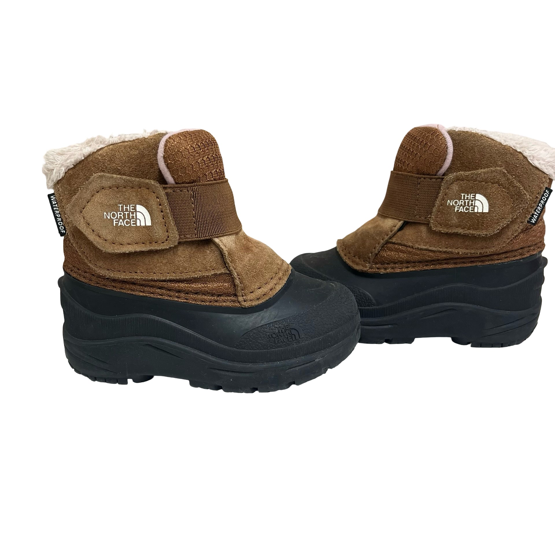 North Face Waterproof Brown & Pink Winter Boots - Size 6