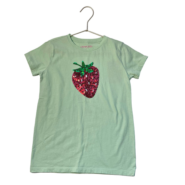 Crewcuts Mint Green & Red Sequin Strawberry T-Shirt - Size M 8-9