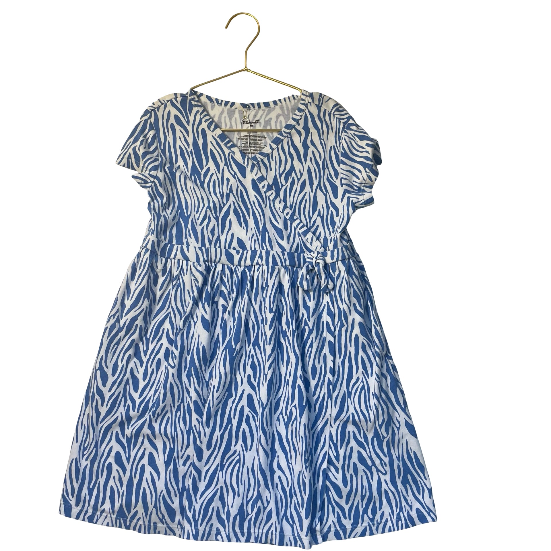 DVF for Target Blue & White Zebra Pattern Faux Wrap Dress - Size M 8