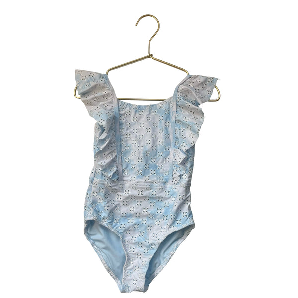 Shade Critters Light Blue Tie-Dye Eyelet Swim Suit - Size 4T