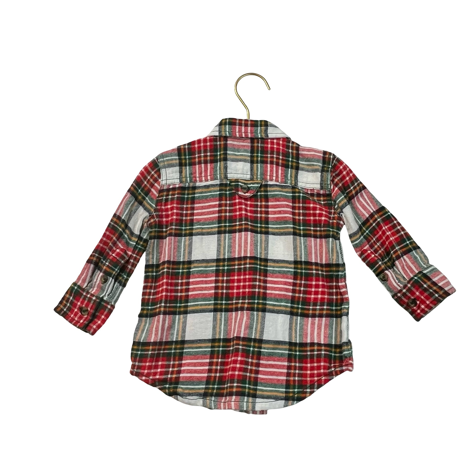 Hatley Ivory, Red, Green Plaid Flannel Button Down Shirt - Size 2