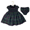 Ralph Lauren Navy, Green, Red Plaid Flannel Smocked Dress & Bloomers - Size 18 M