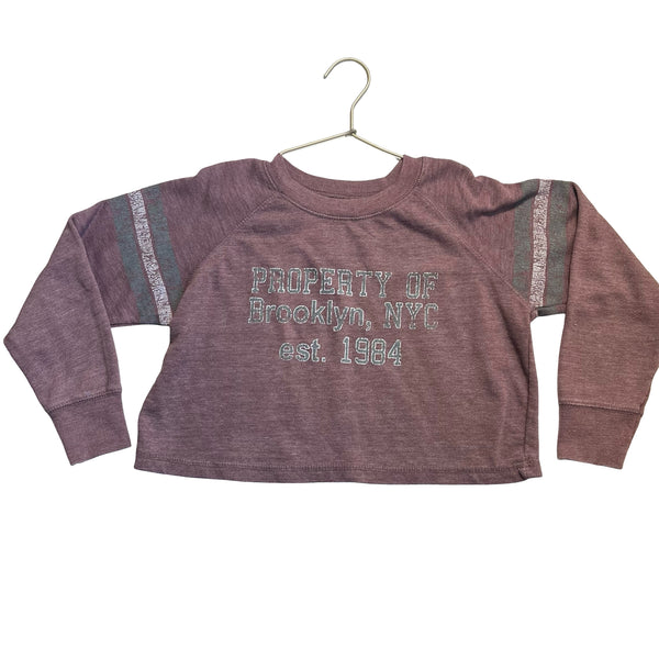 Vintage Havana Plum Vintage Wash 'Brooklyn' Cropped Sweatshirt - Size S 7-8