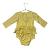 Kate Quinn Yellow 'Double Ruffle Skirted Bodysuit' One Piece with Tags - 6-12 Mo