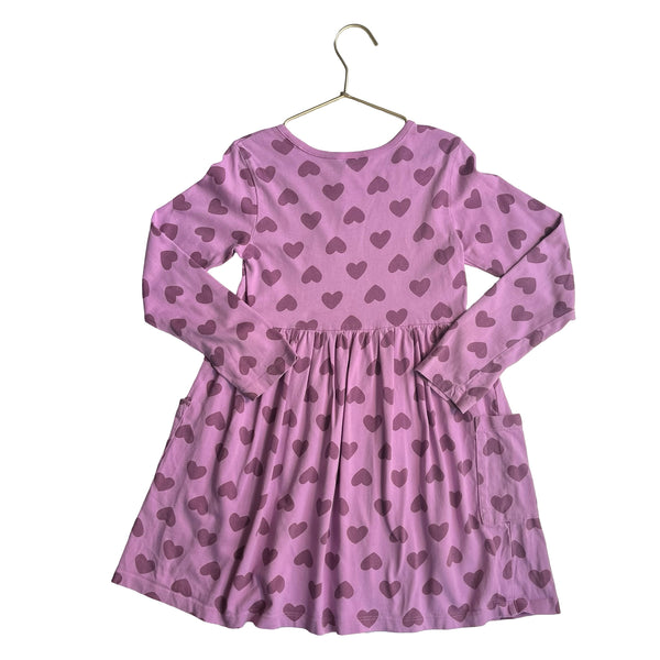 Hanna Andersson Lavender Heart Print Dress - Size 6-7