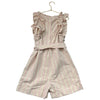 Zara Ivory, Pink, Gold Belted Romper - Size 10