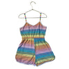 Lola & The Boys Pastel Rainbow Striped Terry Romper - Size 6