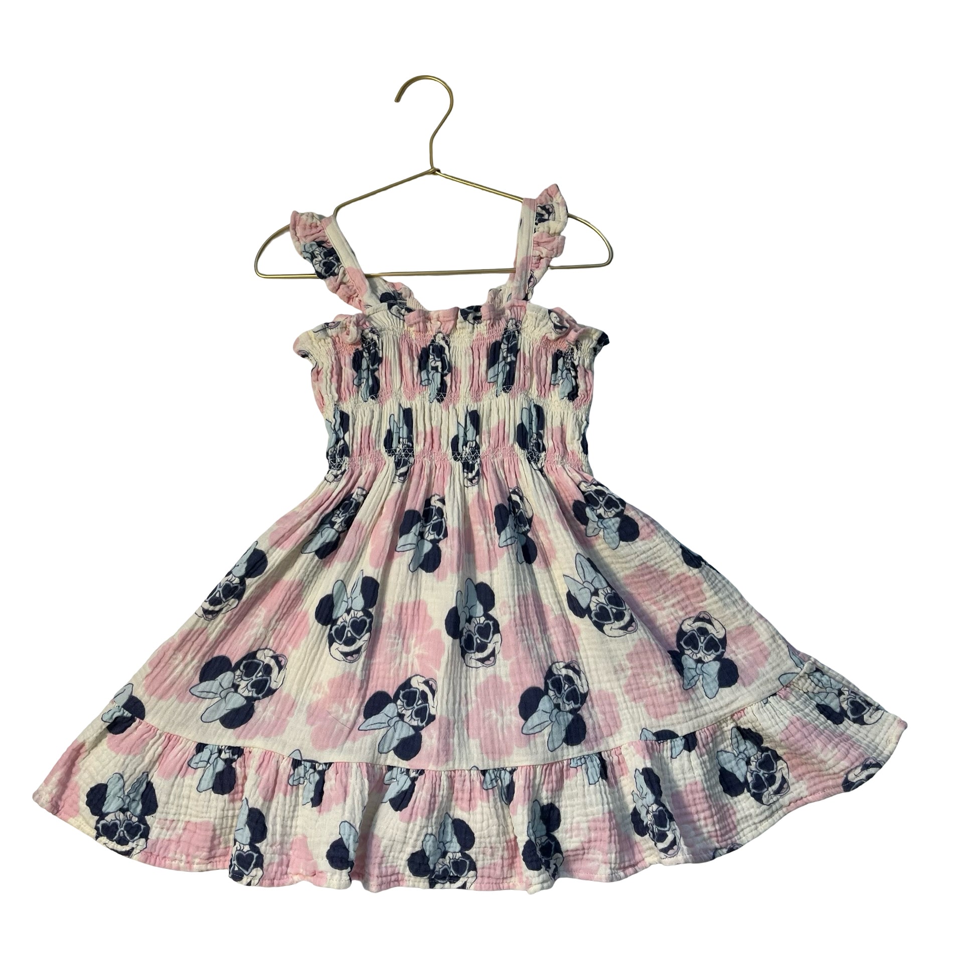 Disney Ivory, Pink, Blue Flower & Minnie Mouse Print Dress - Size 5T