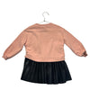 Zara Peach Sweatshirt & Black Faux Leather Dress - Size 3