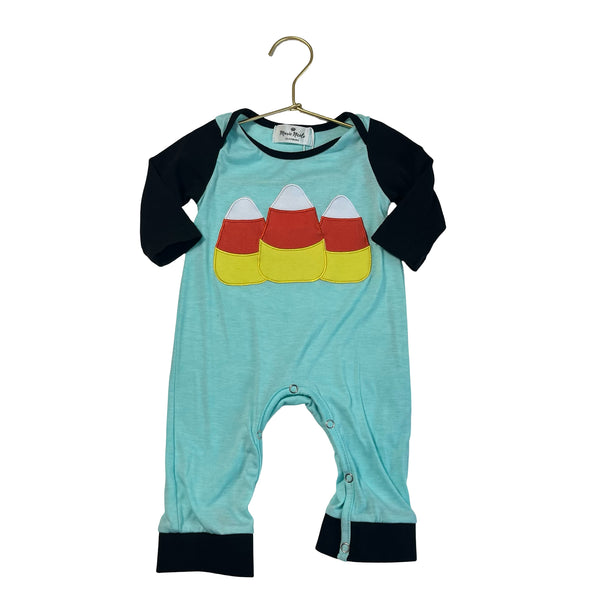Marie Nicole Light Teal Candy Corn Applique One-Piece - Size 3-6 Mo