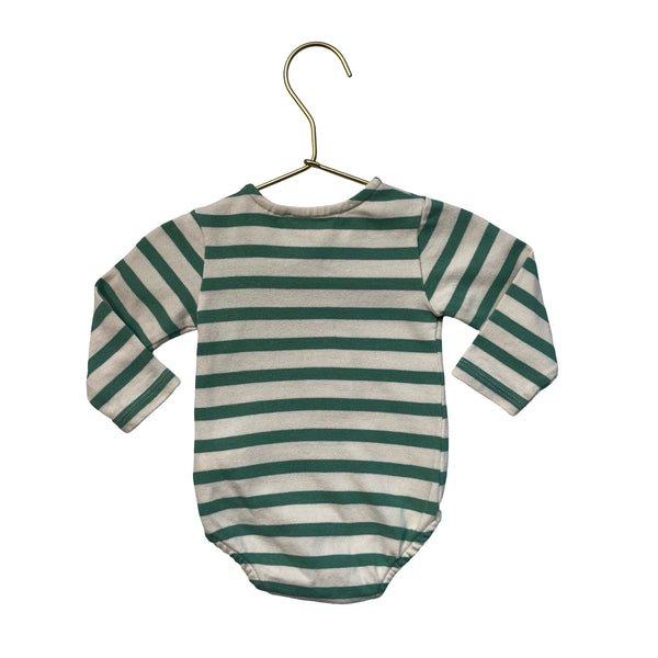 Zara Green & Ivory Striped Onesie Bodysuit - Size 3-6 Mo
