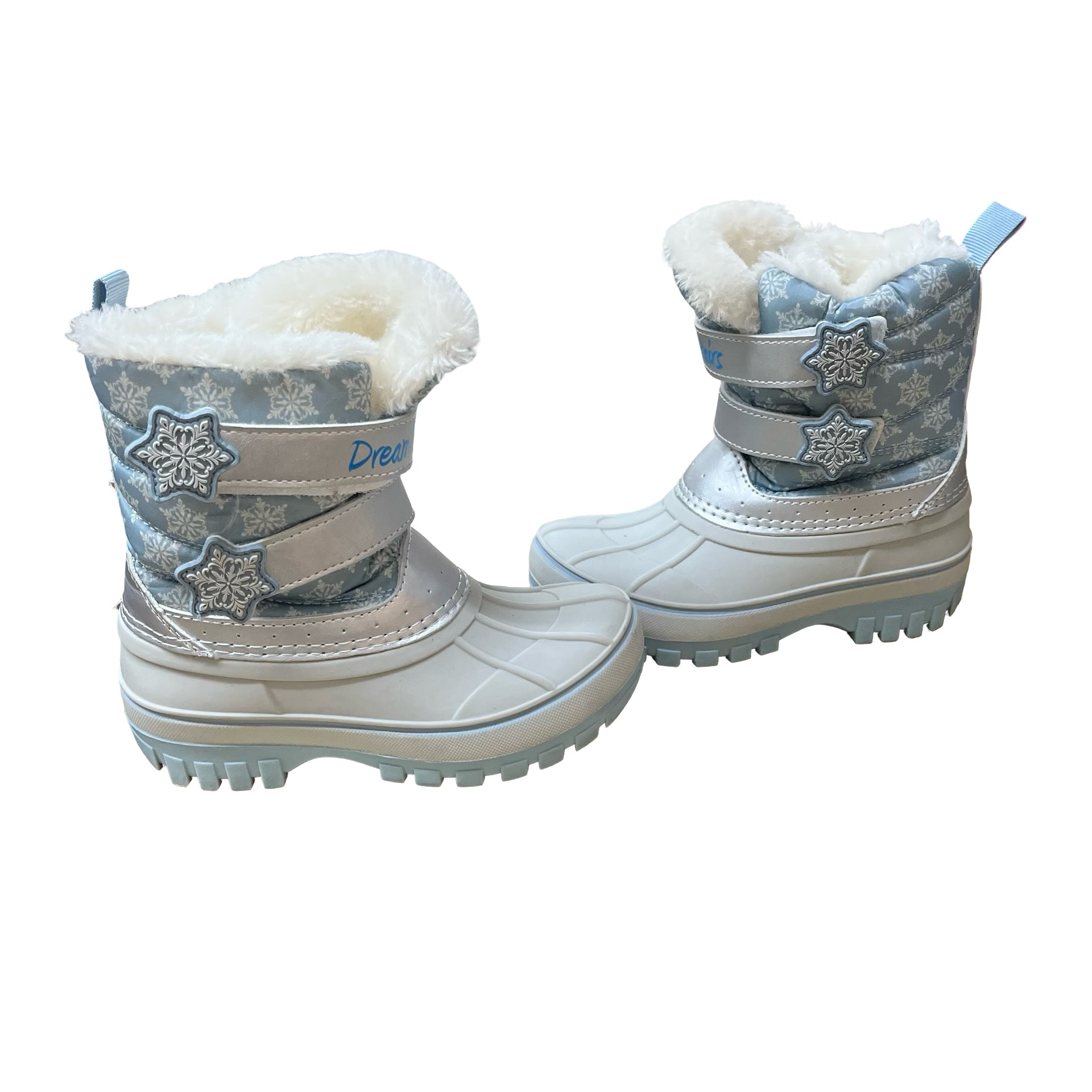 Dream Pairs Silver & Blue Snowflake Print Winter Boots - Size 10